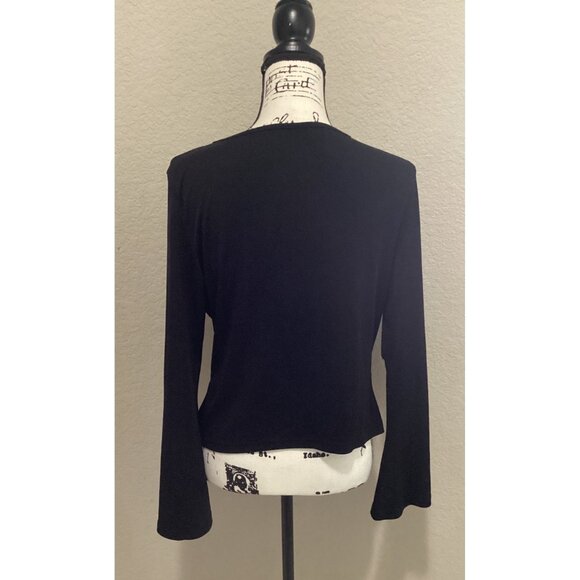 Shein Black Long-Sleeve Top With Rhinestone Dragon Design Size 1XL - Picture 4 of 5